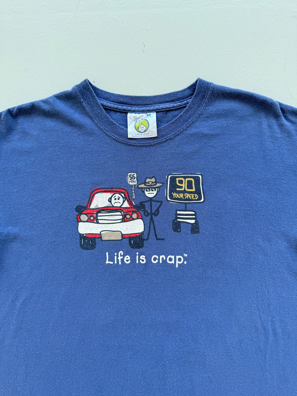 Blue Life is Crap 00's Vintage Slogan Funny Graphic T-Shirt - Medium