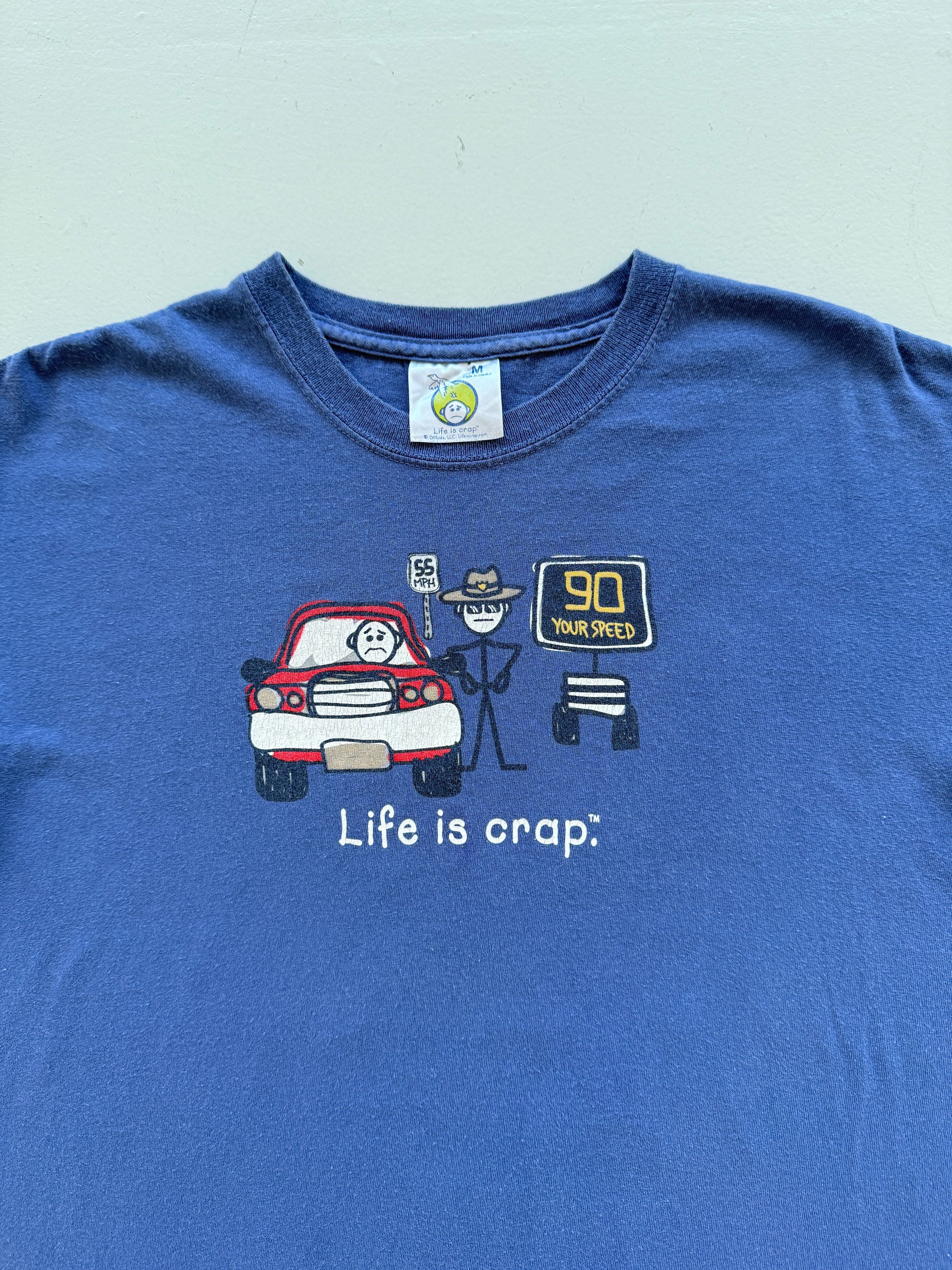 Blue Life is Crap 00's Vintage Slogan Funny Graphic T-Shirt - Medium
