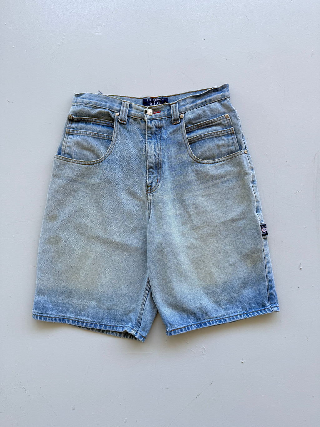 Light Blue HID 90's Vintage Baggy Hip Hop Carpenter Denim Shorts - W32 x L10.5