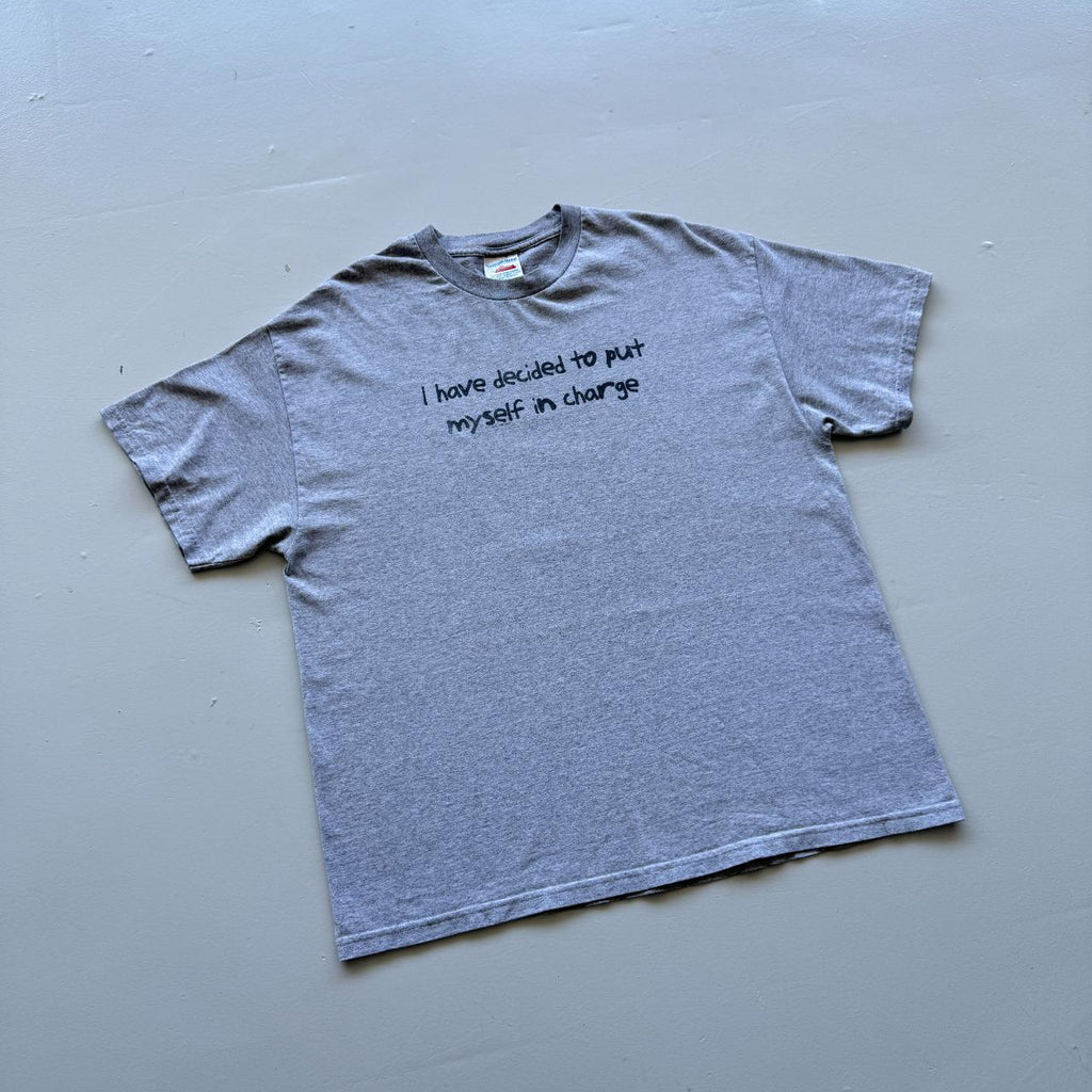 Grey 'I Have Decided To Put Myself In Charge' Vintage 90s T-shirt - XL
