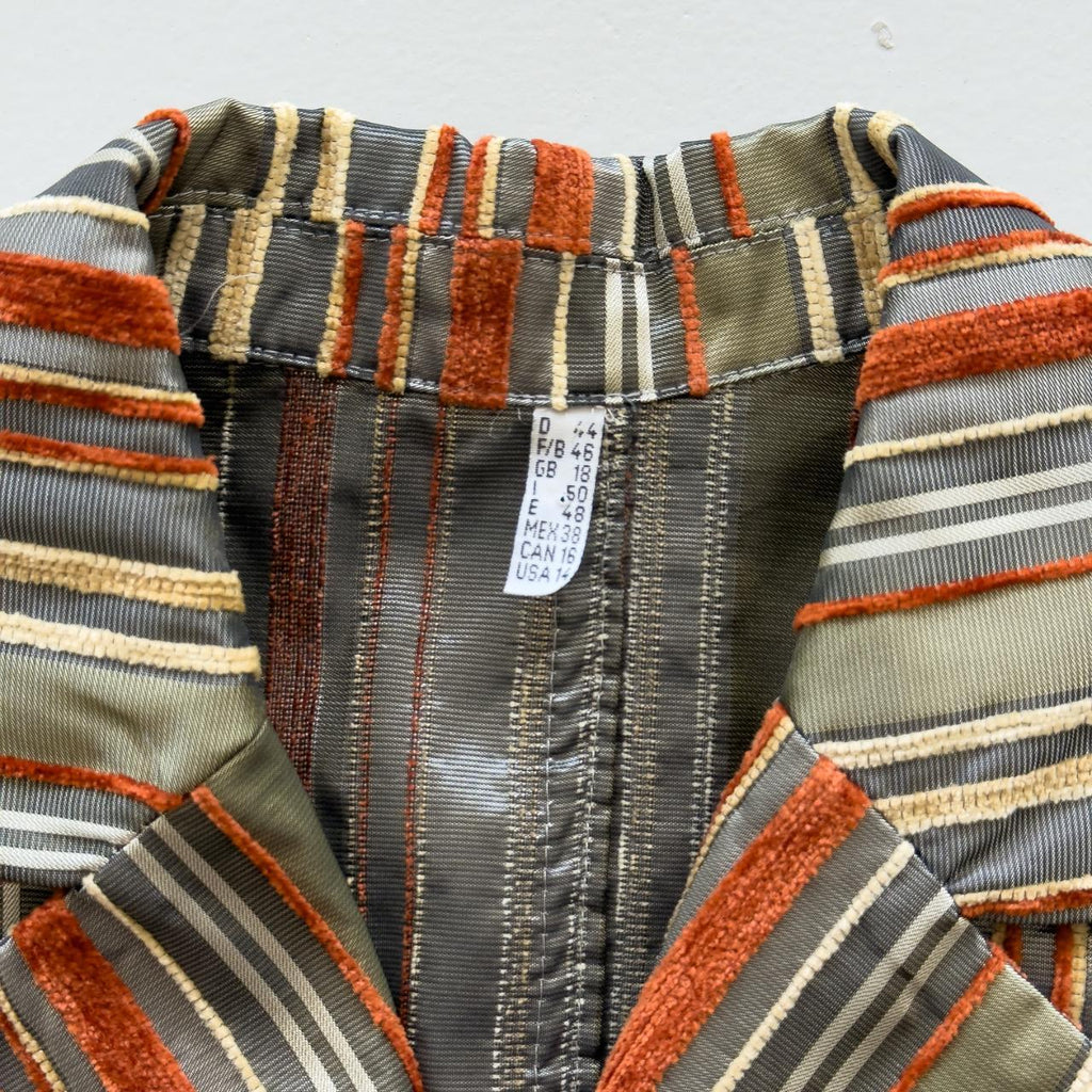 Orange Gold & Brown Vintage 90's Striped Blazer - Womens Large
