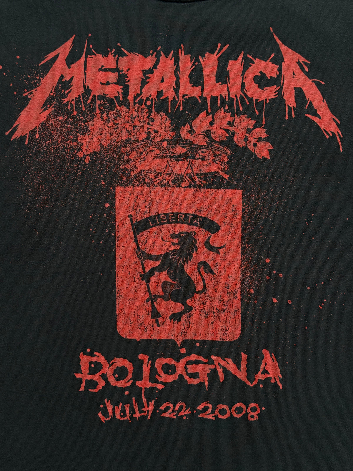 Black Metallica Bologna 2008 Vintage Band Graphic T-Shirt - Medium