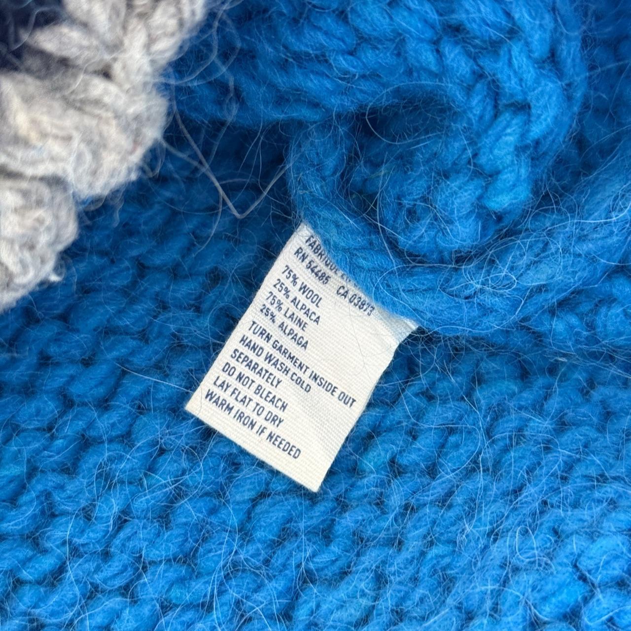 Blue Full Zip 80s Chunky Knit Cardigan - Medium