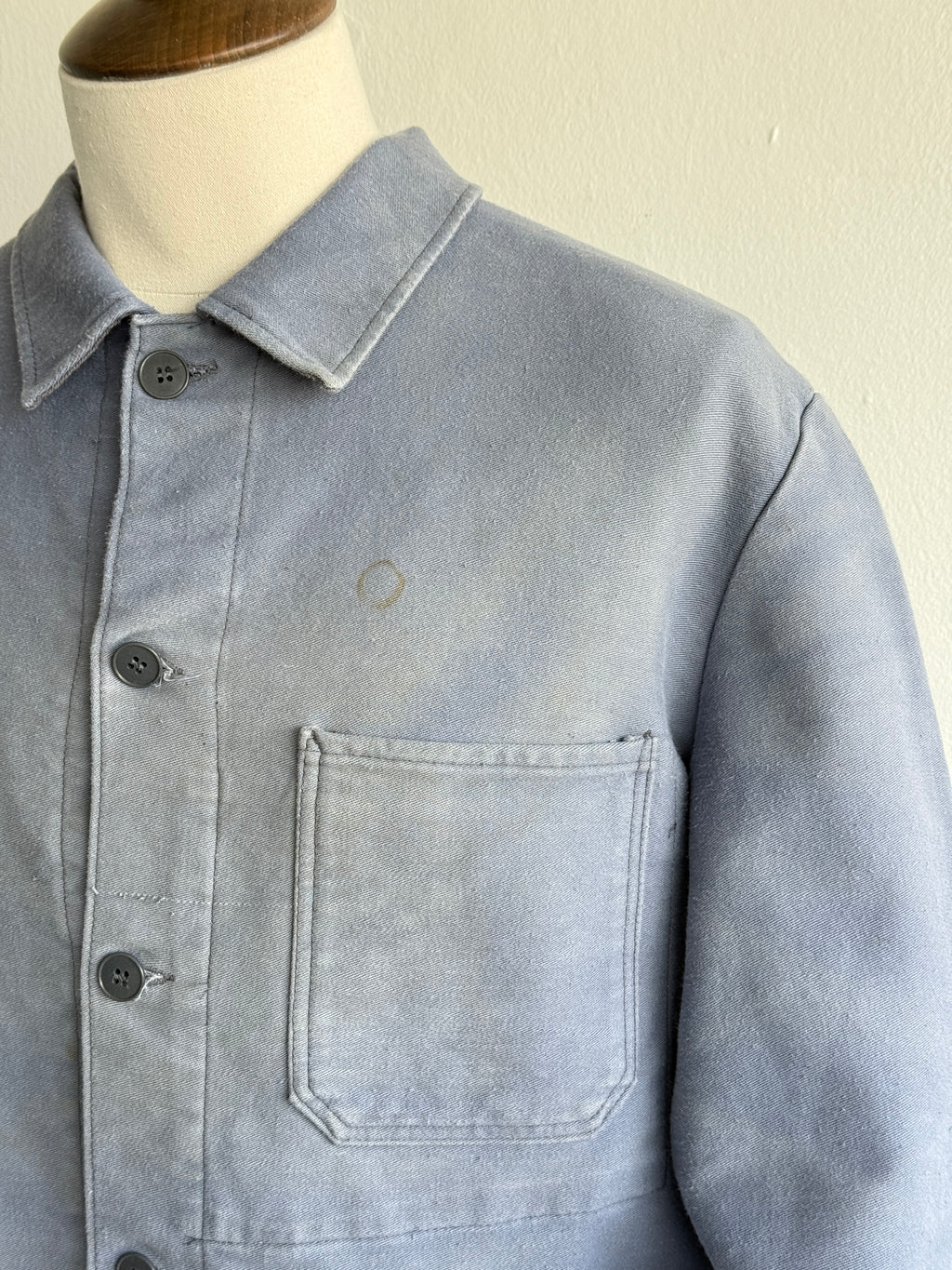 Faded Blue Moleskin German Made 60's Vintage Workwear Chore Jacket CH472 - Large