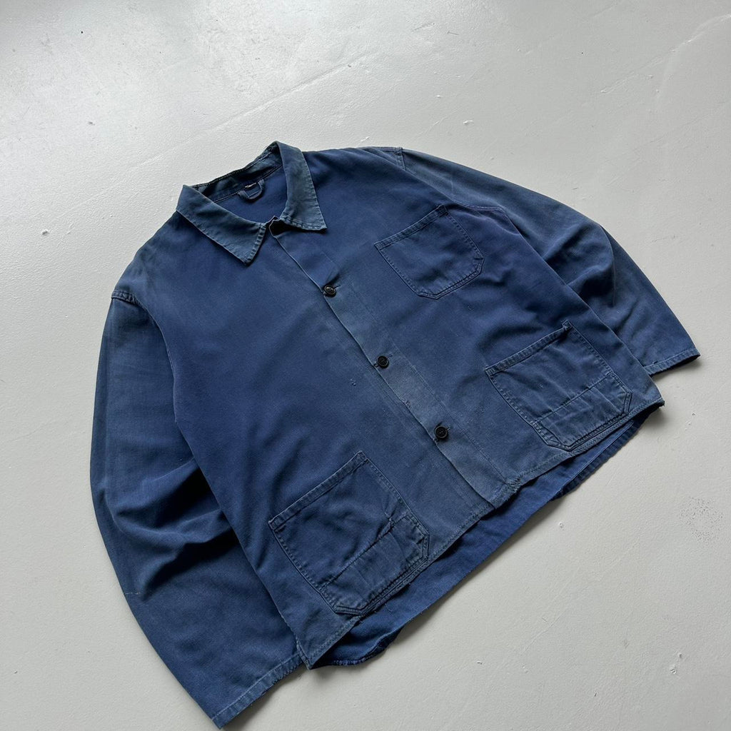 Faded Blue French Workwear 70’s Vintage Chore Jacket CH005 - XL Boxy