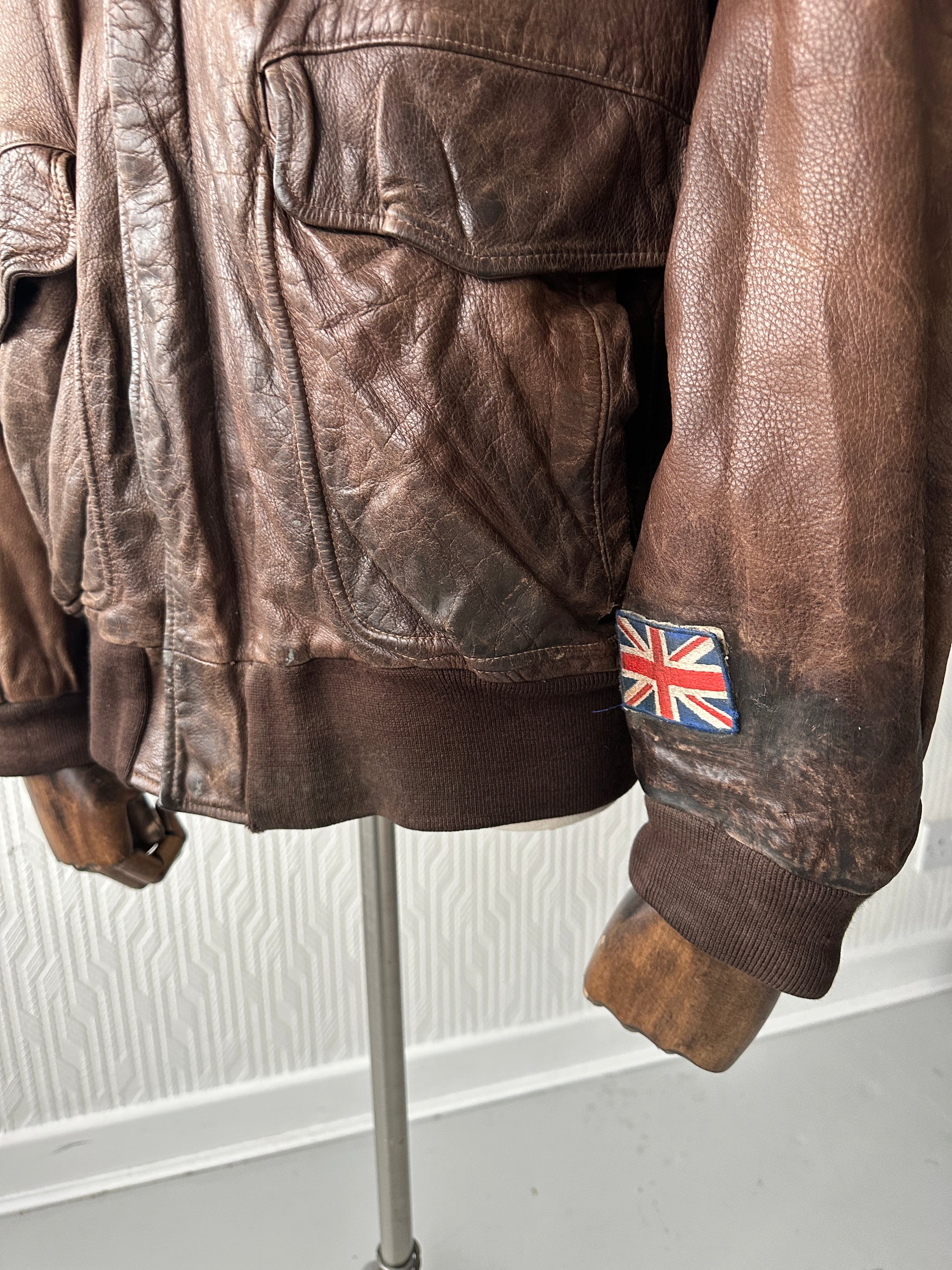 Brown Century A-2 Aviation Leather Jacket Vintage 80's - XL