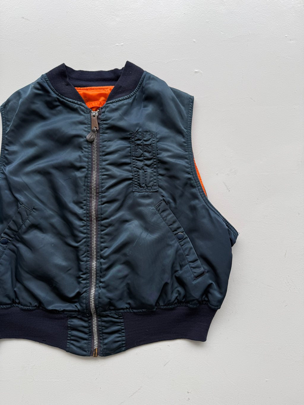 Alpha Industries Reversible Made in USA 80's Vintage MA-1 Bomber Vest - Large