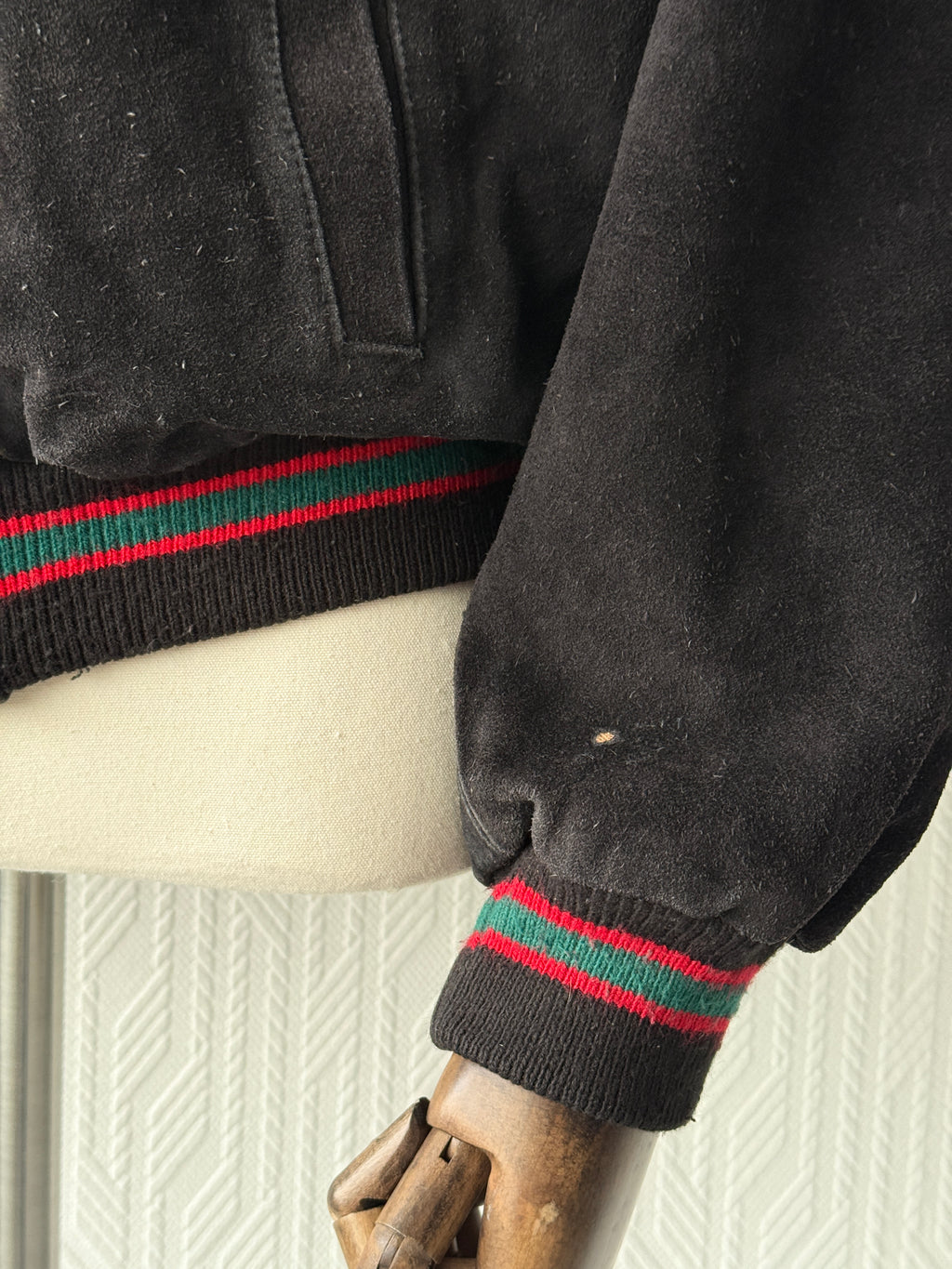 Black 90's Vintage Suede Golf Bomber Jacket - Boxy Large