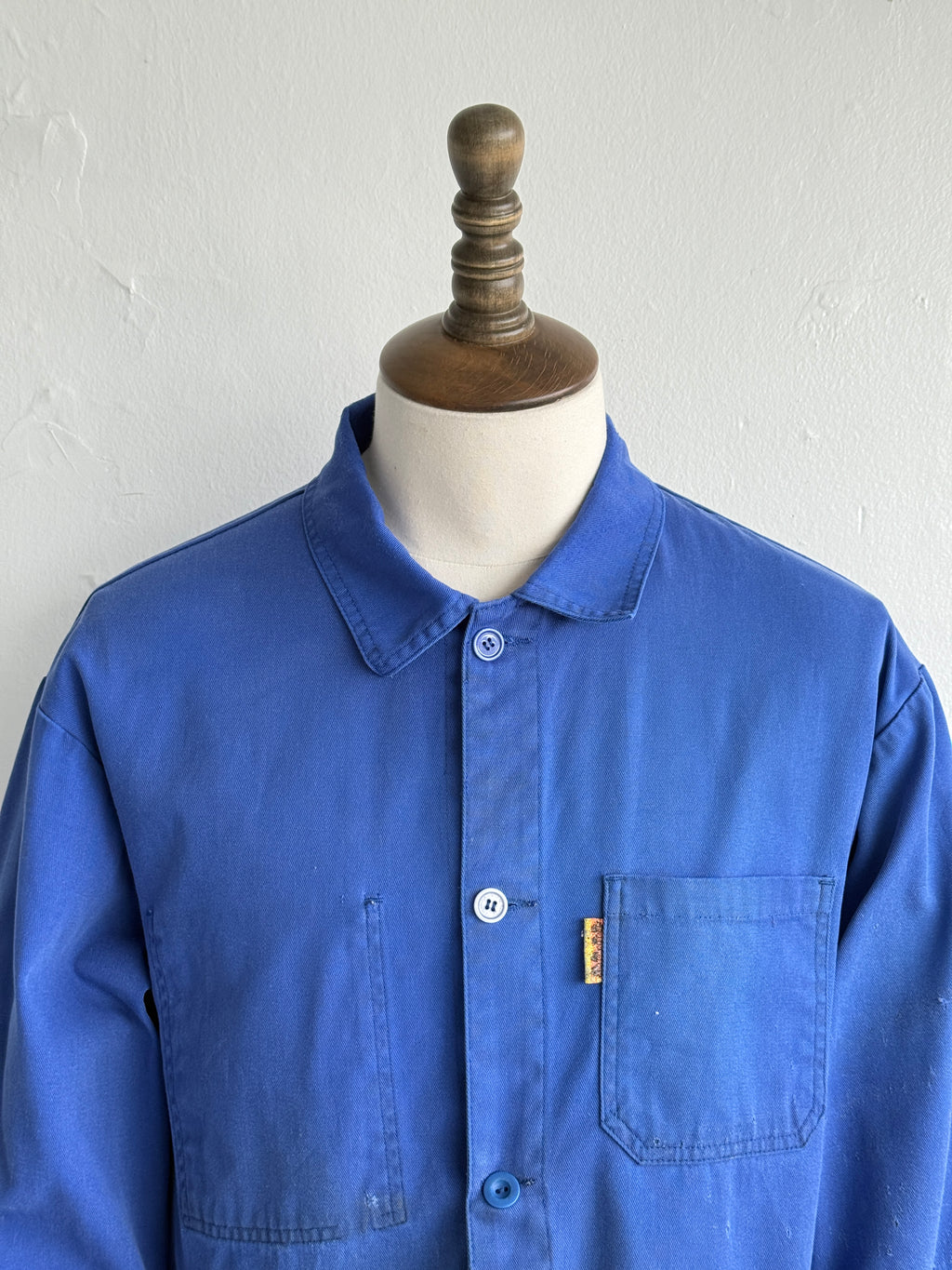 Thrashed Blue French 80's Vintage Workwear Chore Jacket CH516 - Large