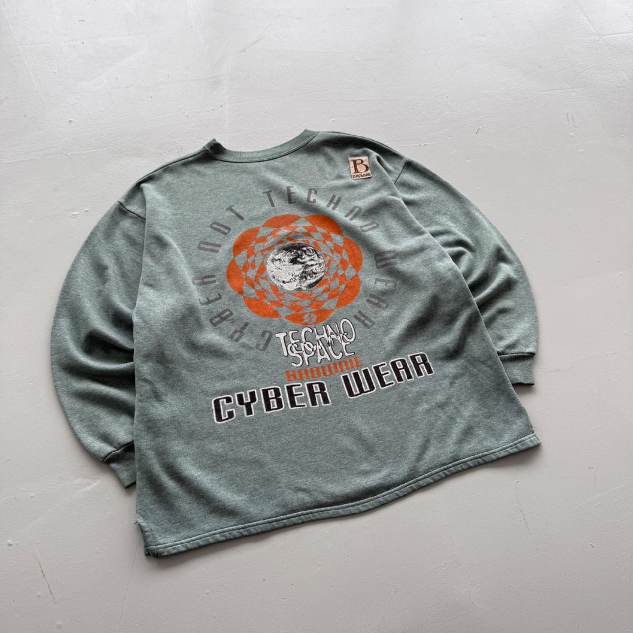 Light Blue Techno Space 90’s Vintage Rave Graphic Sweatshirt - XL