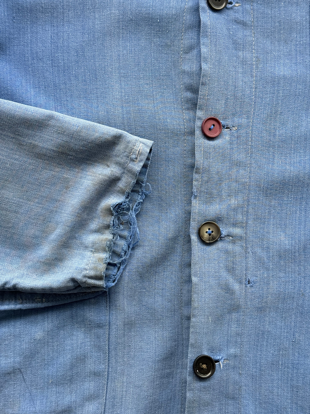 Faded Blue French Chore Jacket 80's Vintage Workwear CH221 - Small Womens