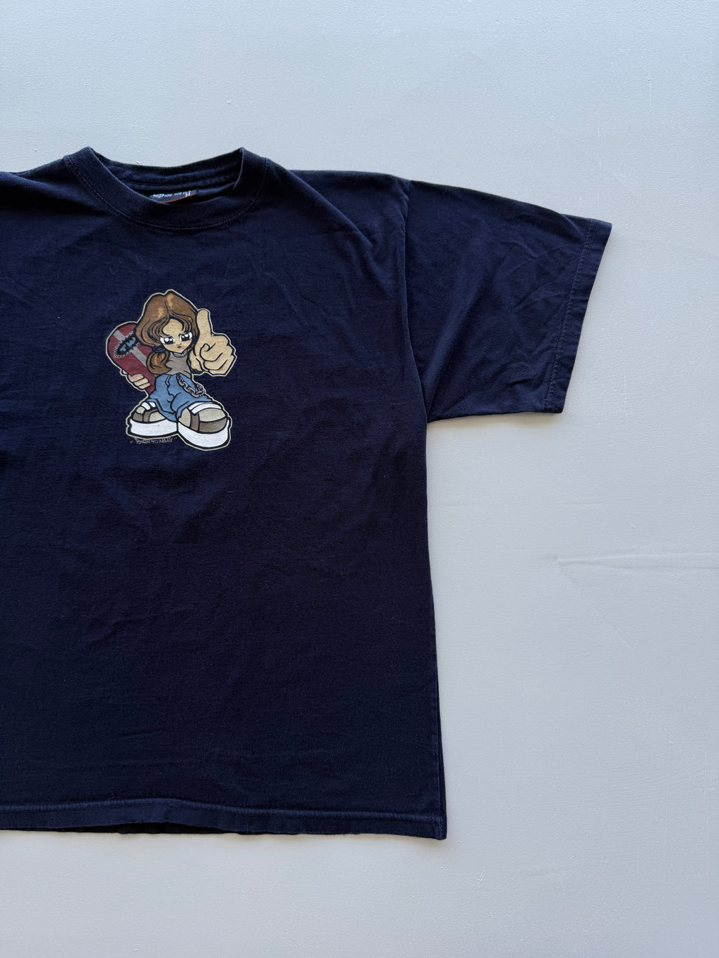 Navy Spirit Y2K Vintage Skate Graphic T-Shirt - Small