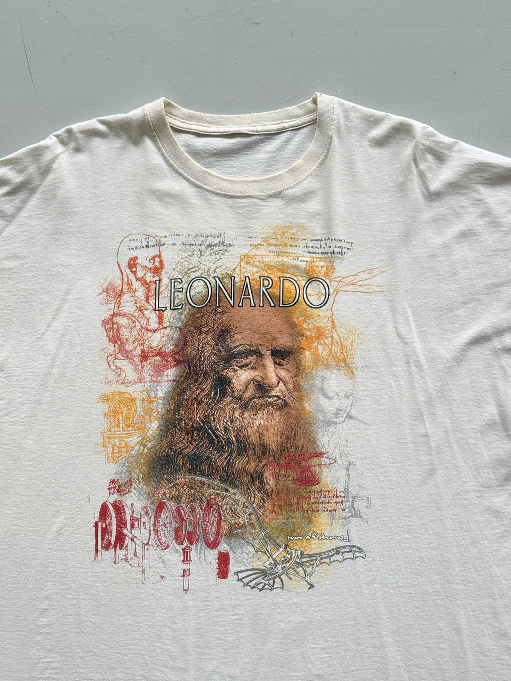 Cream Leonardo DaVinci 00's Vintage Tourist Graphic T-Shirt - XL