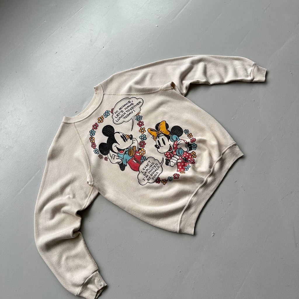 White Rare 80’s Vintage Disney Mickey Minnie Graphic Sweatshirt - XS Mens / Women’s 8