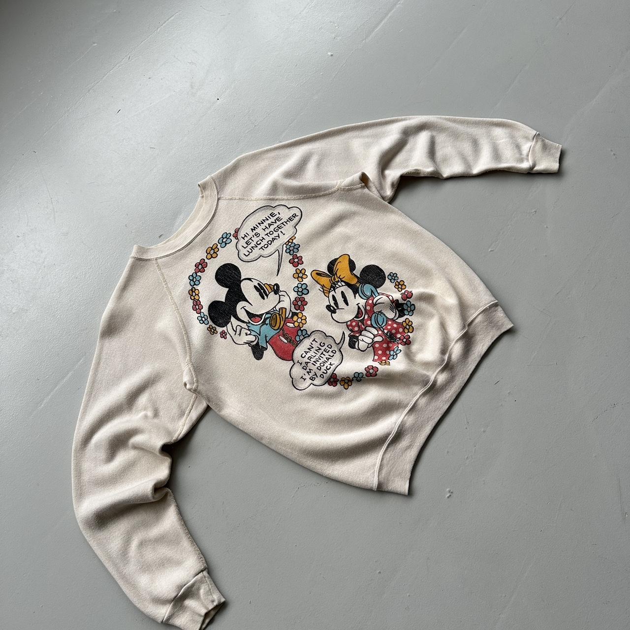 White Rare 80’s Vintage Disney Mickey Minnie Graphic Sweatshirt - XS Mens / Women’s 8