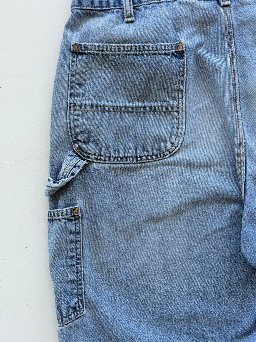 Blue Carhartt 90's Vintage Thrashed Denim Workwear Shorts - W38 x L8.5