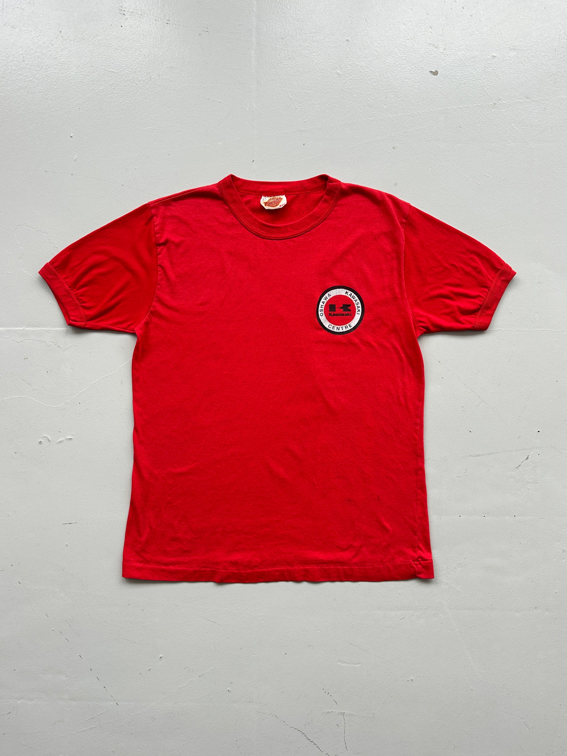 Red Kawasaki Ringer Vintage T-Shirt 80's - Small