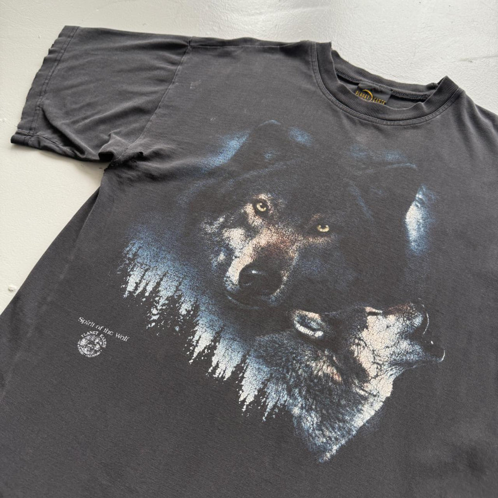 Black Wolf 90s Vintage Graphic T-Shirt - Medium