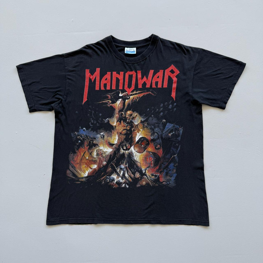 Black Manowar Metal Band Euro Vintage 90s T-shirt - XL