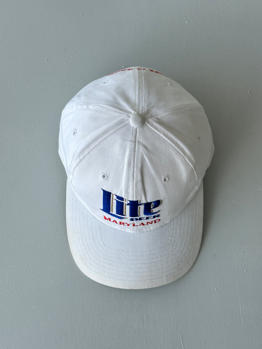 White Miller Lite Beer Maryland 90's Vintage SnapBack Trucker Cap