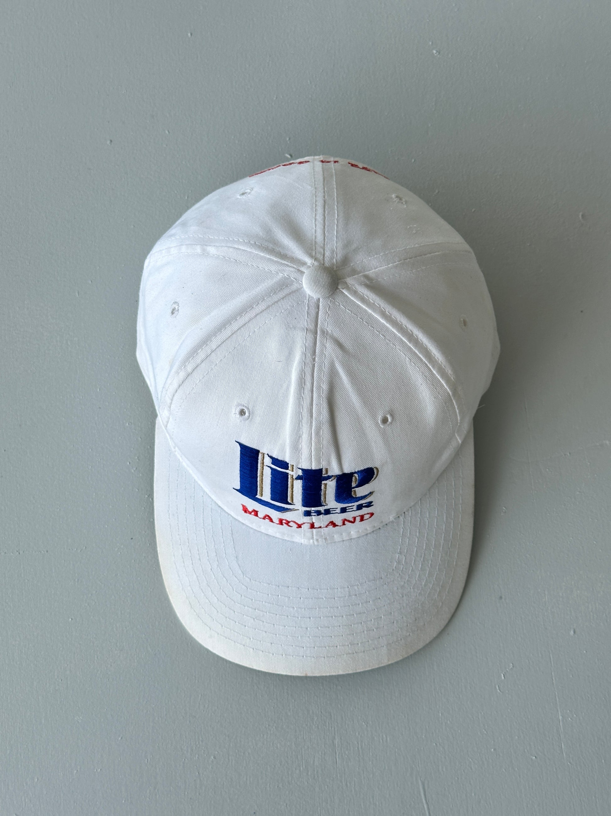 White Miller Lite Beer Maryland 90's Vintage SnapBack Trucker Cap