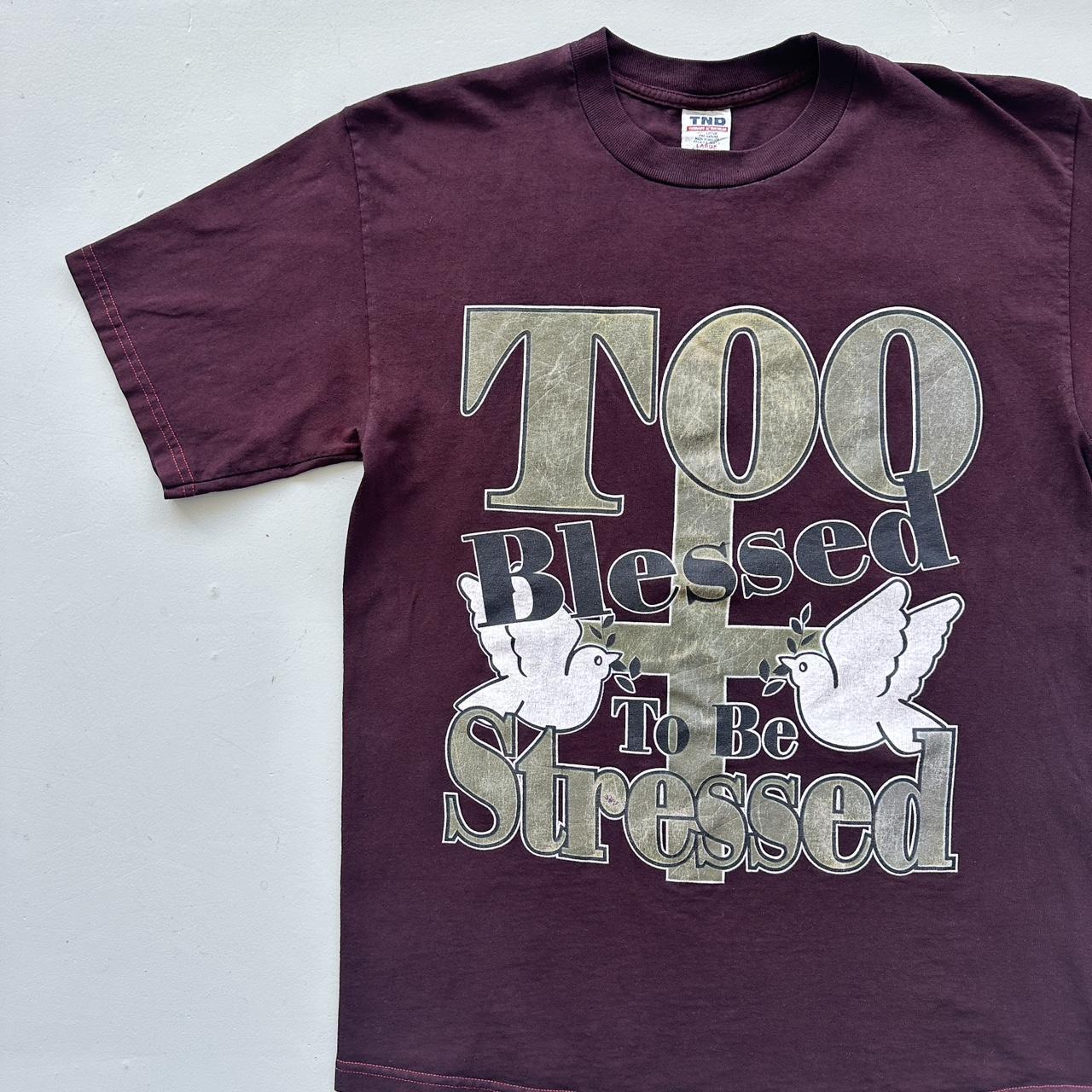 Burgundy Over-dyed Religious Slogan Vintage 90's T-shirt - Large