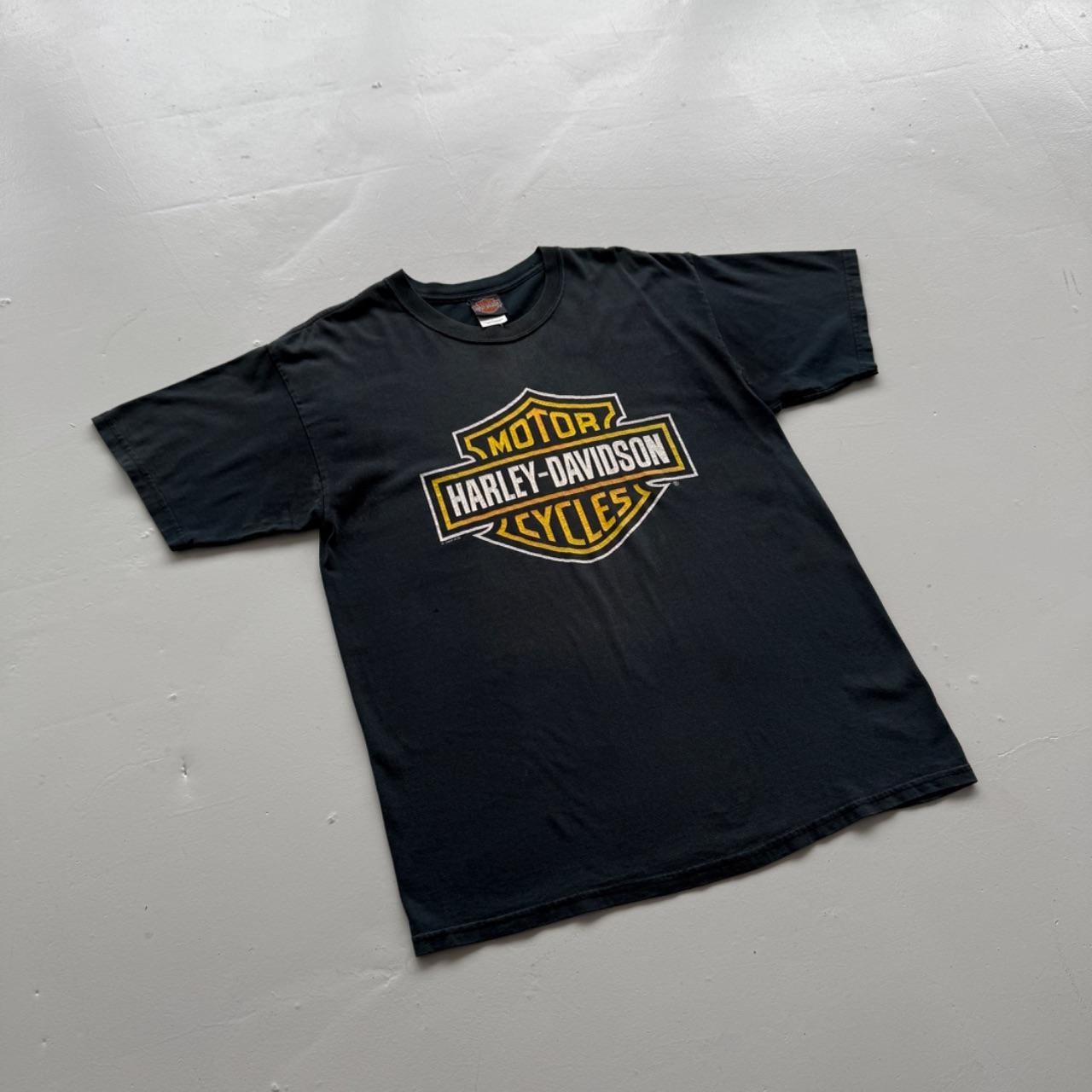 Faded Black Harley Davidson 90s Vintage Graphic T-Shirt - Large