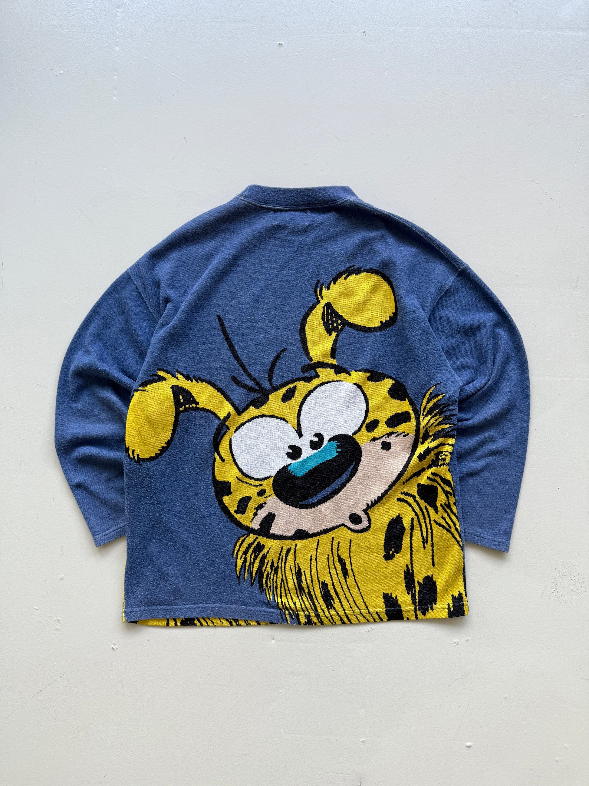 Blue Marsupilami 90's Vintage French Cartoon Knit Graphic Sweatshirt - Large