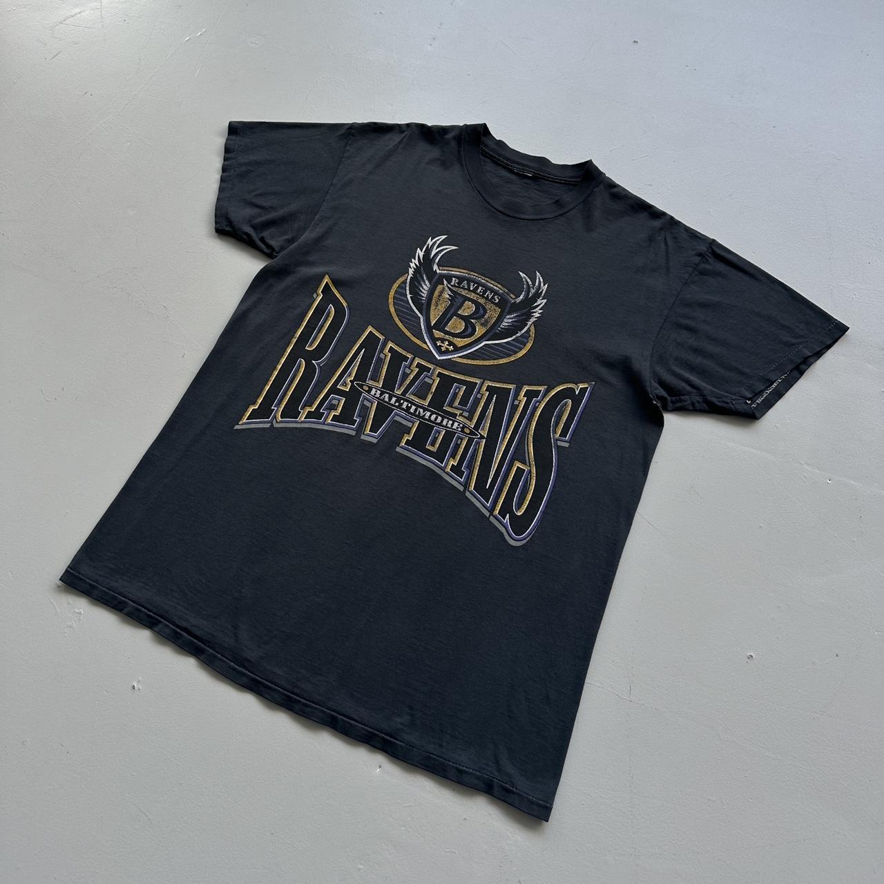 Charcoal Grey / Black Over Dyed Baltimore Ravens Vintage NFL 90's T-shirt - Large