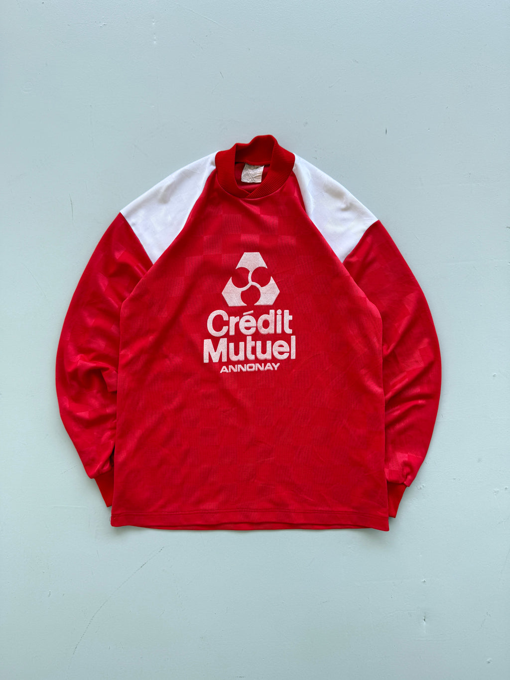 Red Crédit Mutuel 90's Vintage Long Sleeve Football Shirt- Medium