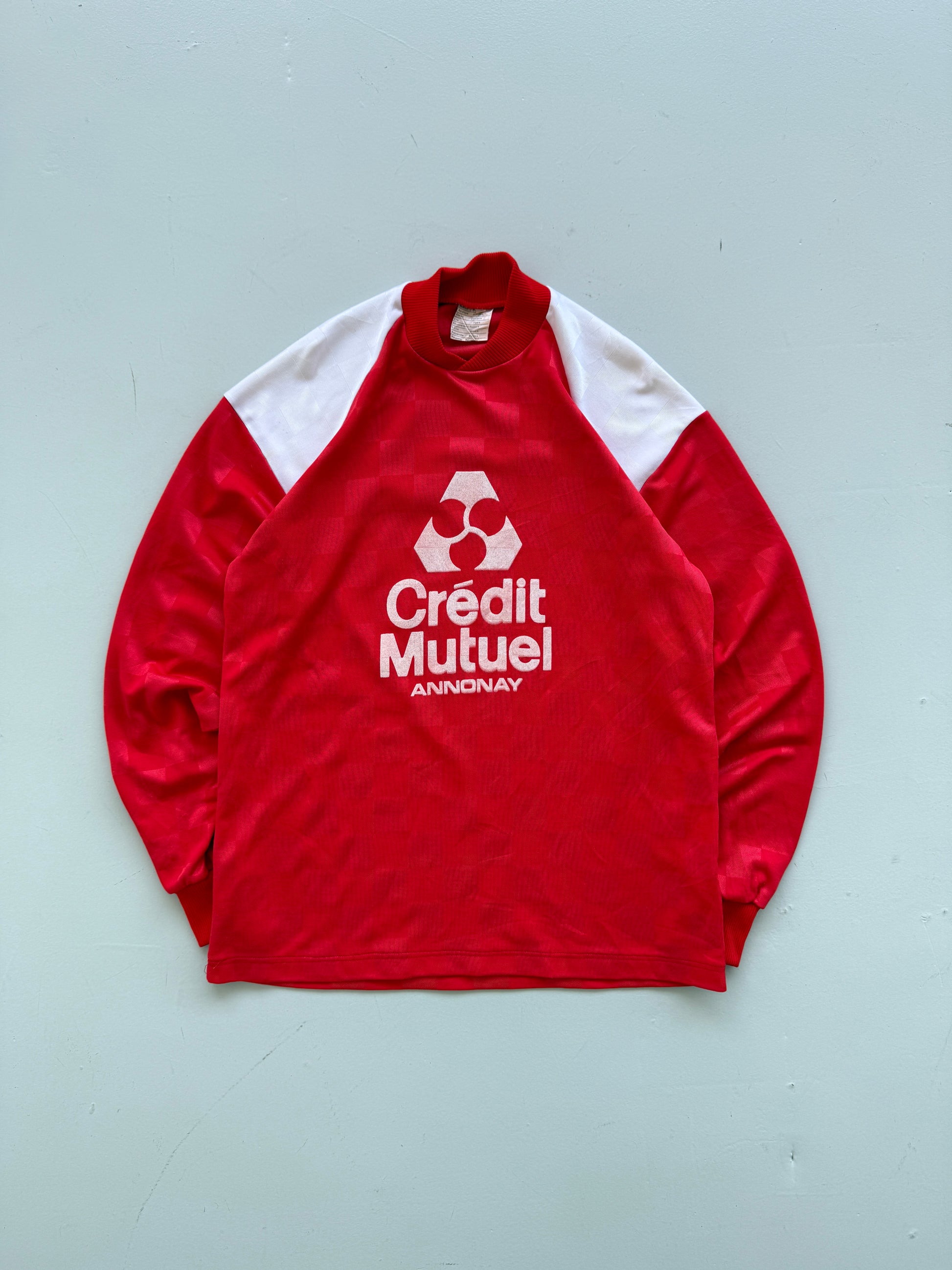 Red Crédit Mutuel 90's Vintage Long Sleeve Football Shirt- Medium