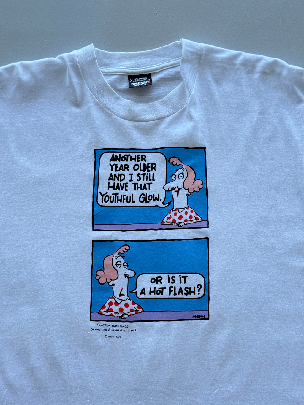 Hallmark Shoebox Greetings Single Stitch 90's Vintage Slogan T-Shirt - Large