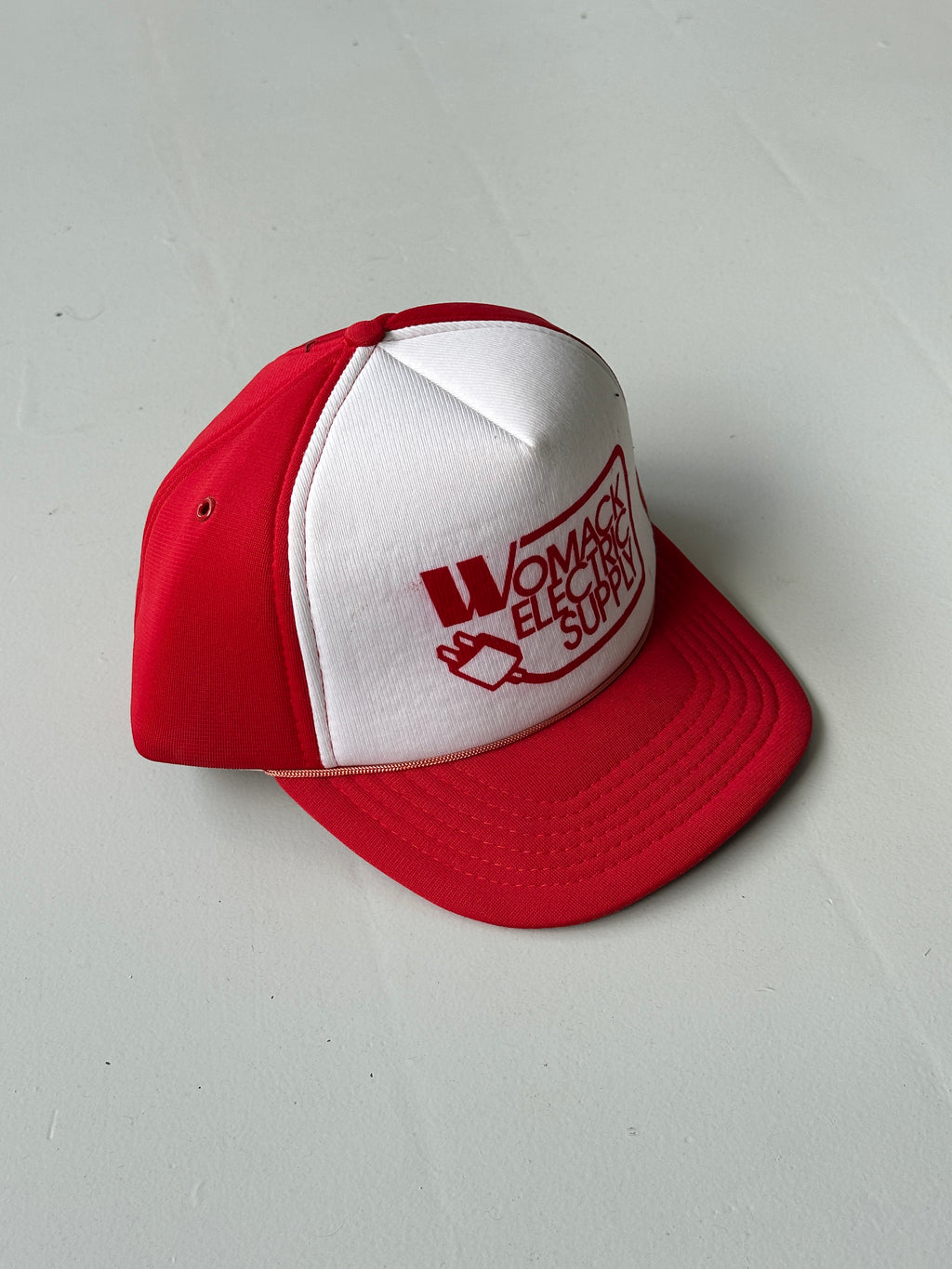 White / Red Womack Electric Supply Vintage Foam SnapBack Trucker Cap