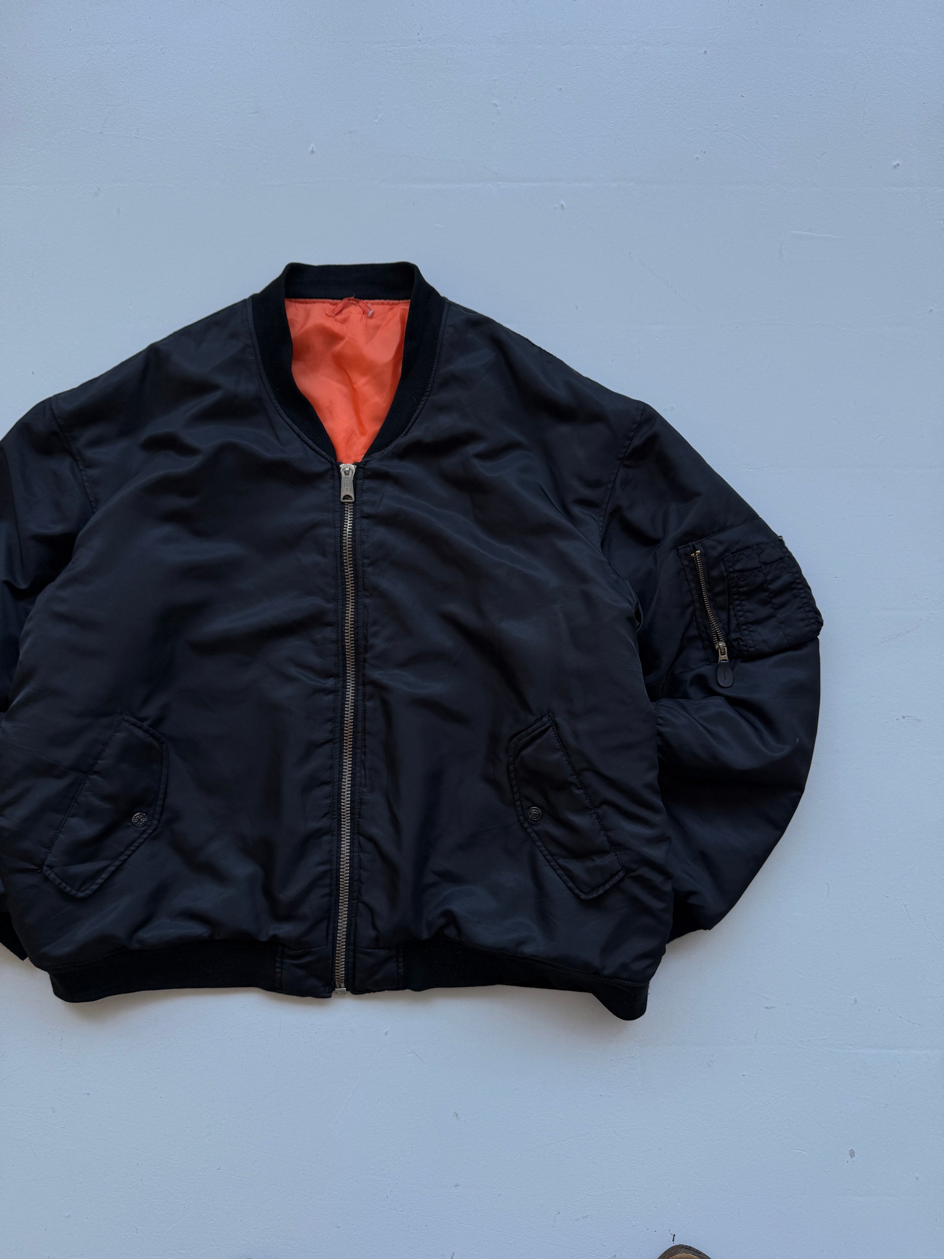 Black Reversible 90's Vintage Bomber Jacket - XXL