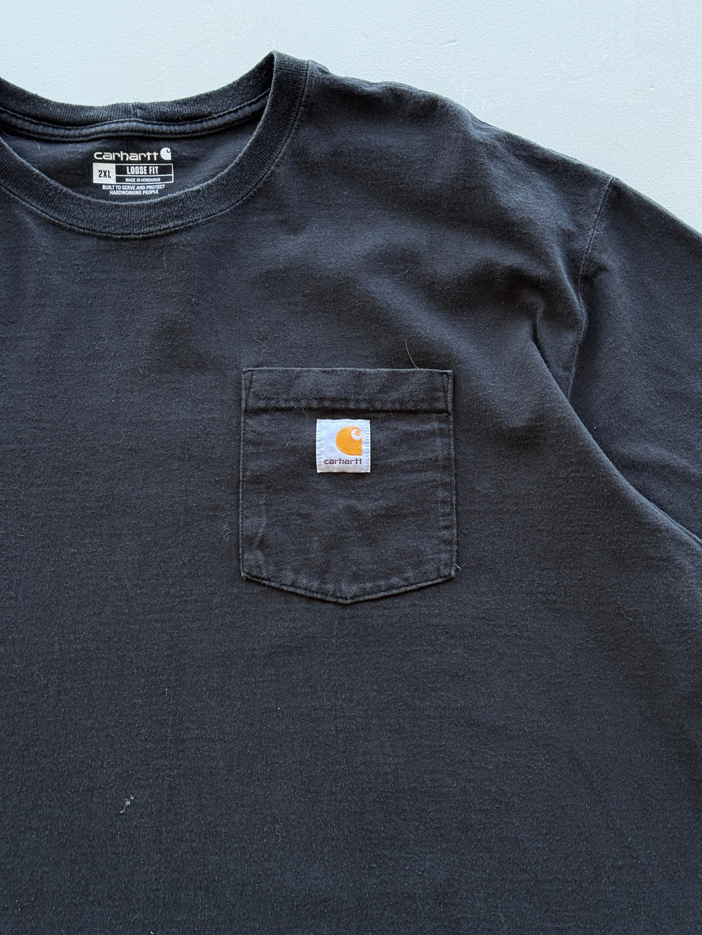 Black Carhartt Loose Fit Faded Vintage Pocket T-Shirt - XXL