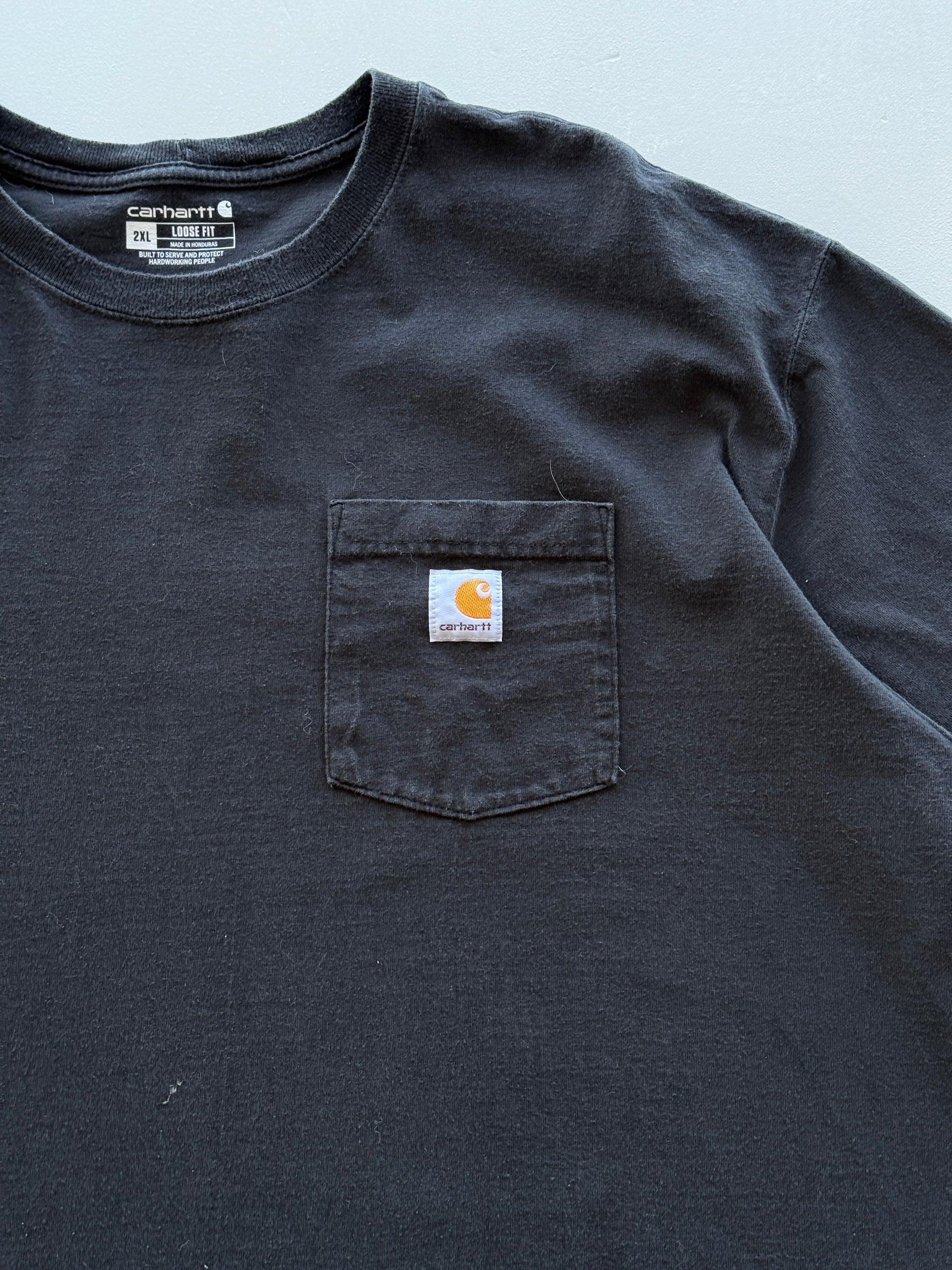 Black Carhartt Loose Fit Faded Vintage Pocket T-Shirt - XXL