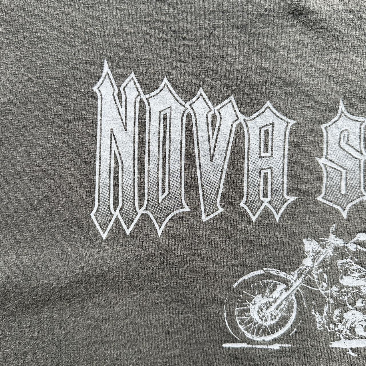 Black Faded Nova Scotia Biker Vintage 00's Graphic T-shirt - Large