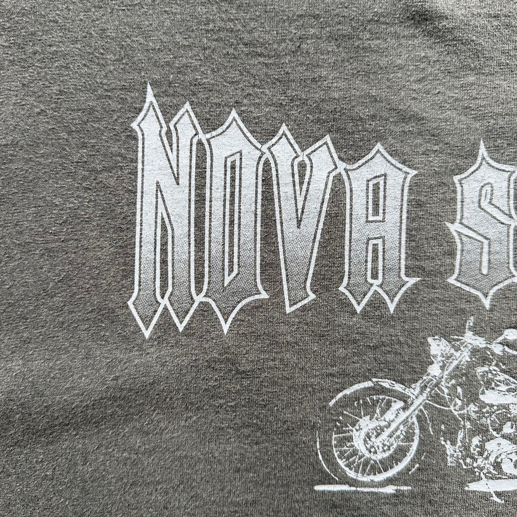 Black Faded Nova Scotia Biker Vintage 00's Graphic T-shirt - Large