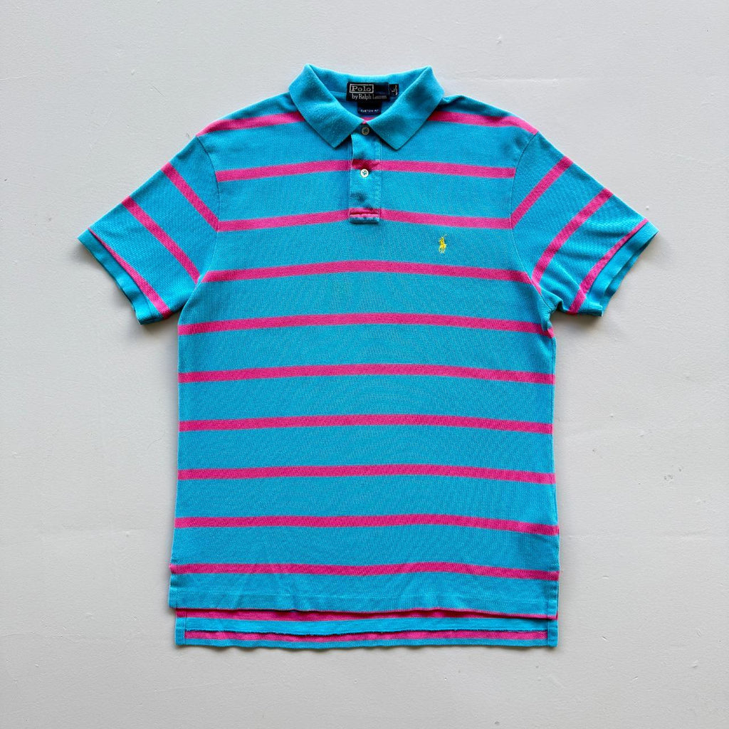 Blue / Pink Polo Ralph Lauren Vintage Polo Shirt - Large