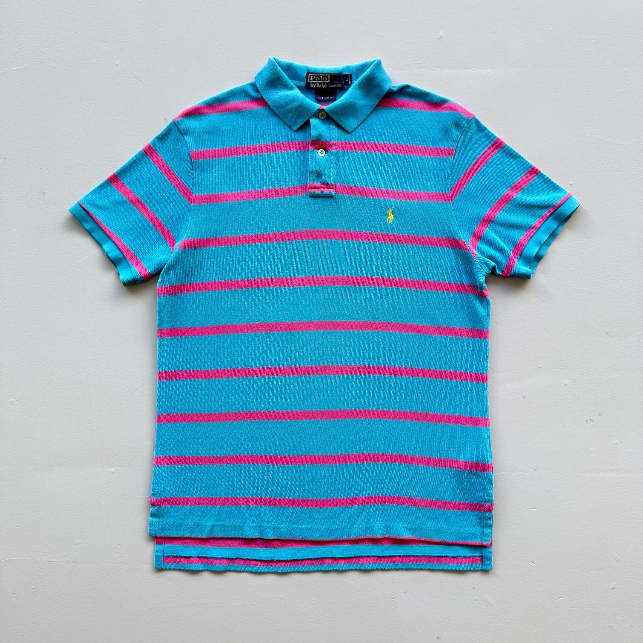 Blue / Pink Polo Ralph Lauren Vintage Polo Shirt - Large