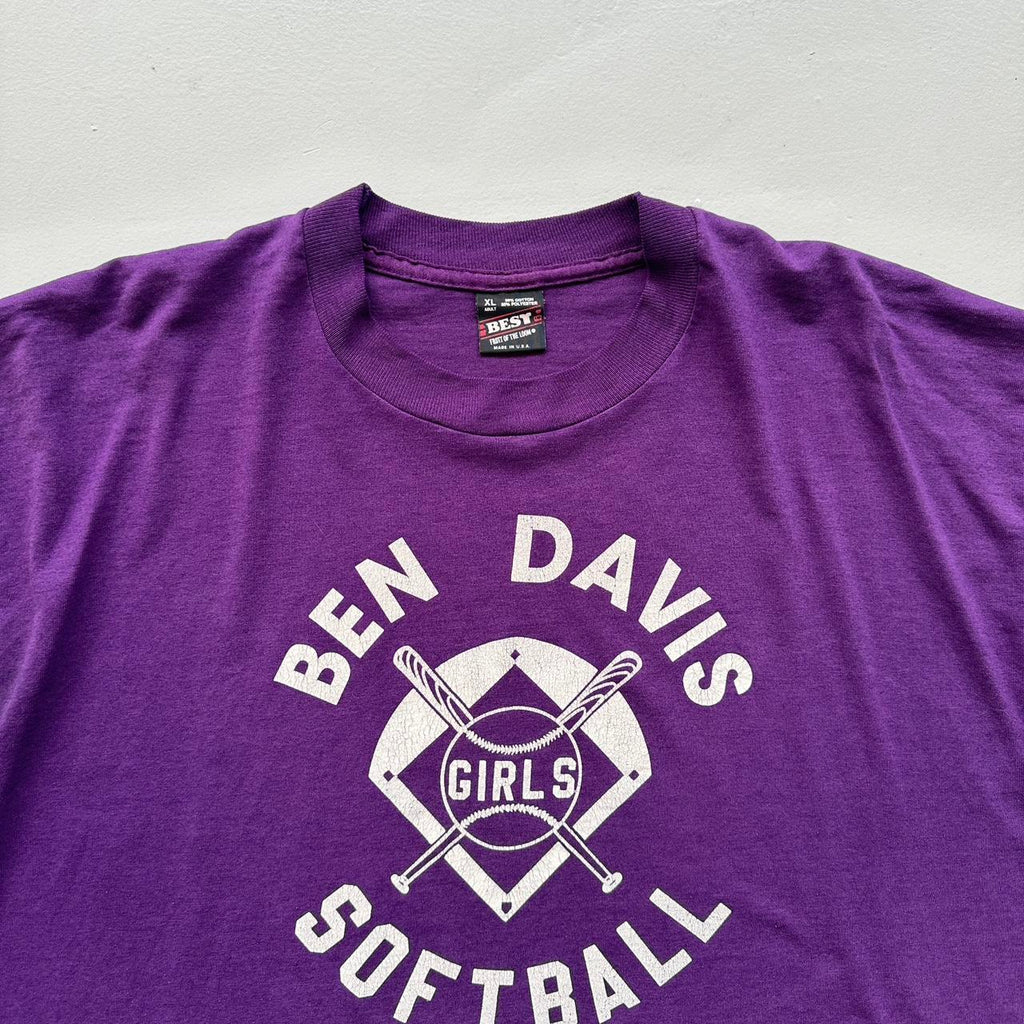Purple Ben Davis Girls Softball 90s Vintage T-shirt - XL