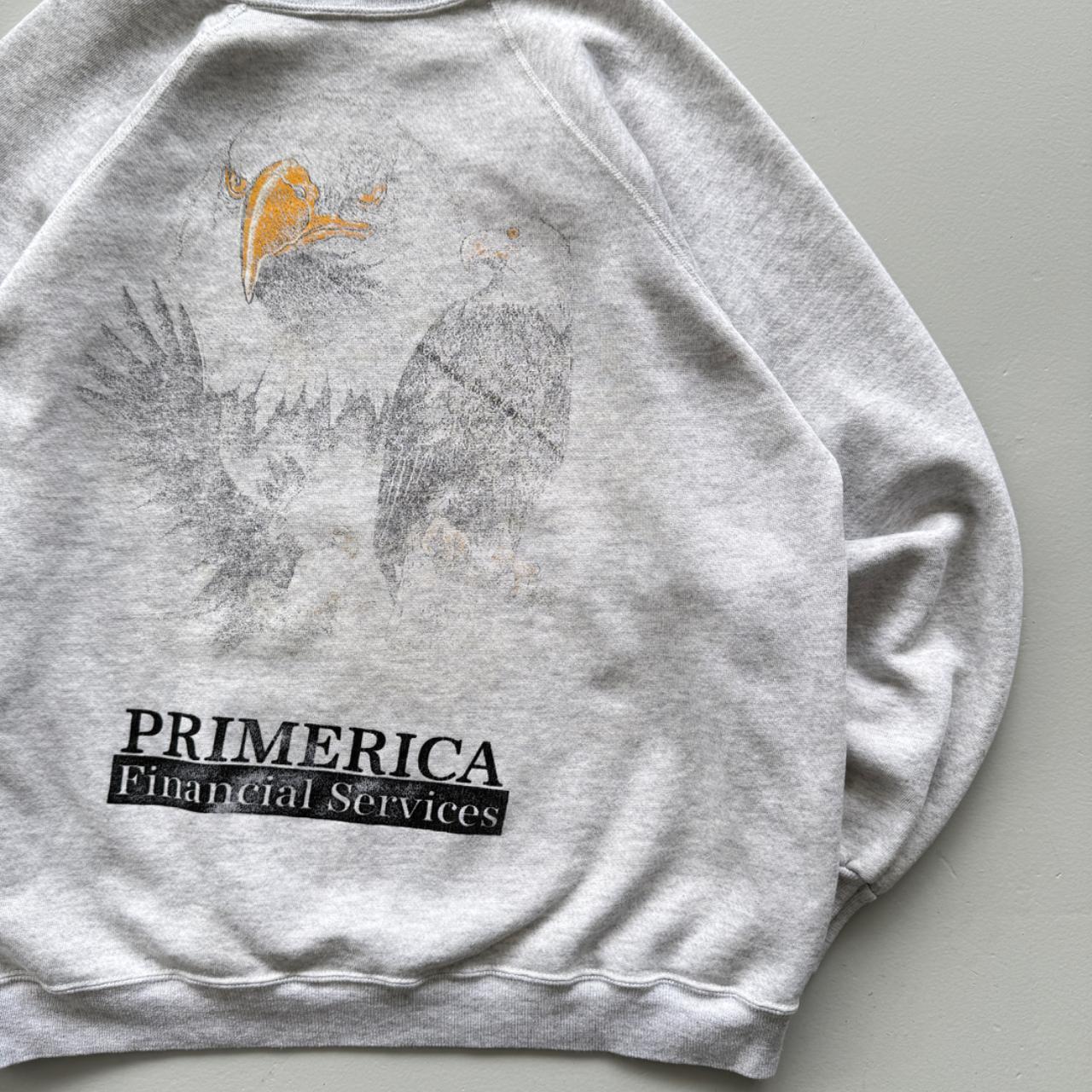 Grey Bald Eagle 90’s Vintage Primerica Graphic Sweatshirt - XL