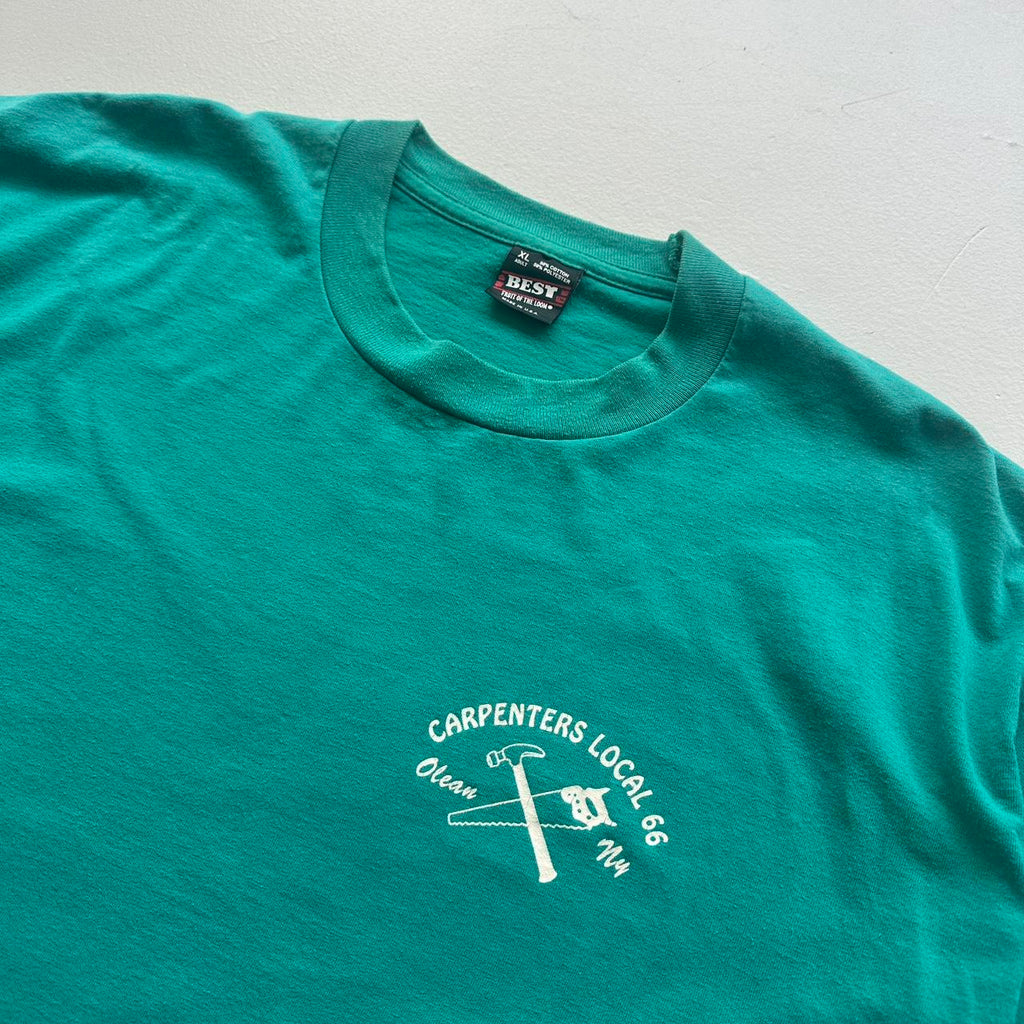 Teal Blue Carpenters Local 90s Vintage T-shirt - XL