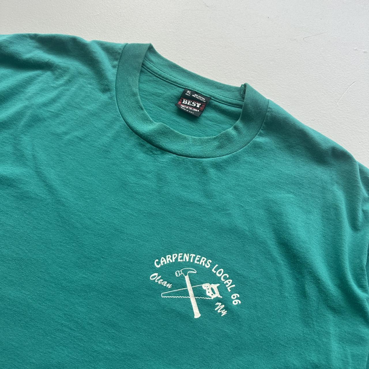 Teal Blue Carpenters Local 90s Vintage T-shirt - XL