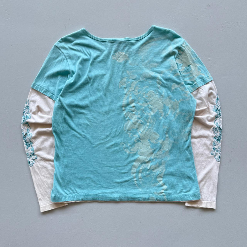 Harley Davidson 00's Y2K Graphic Long Sleeve T-Shirt - Womens Large