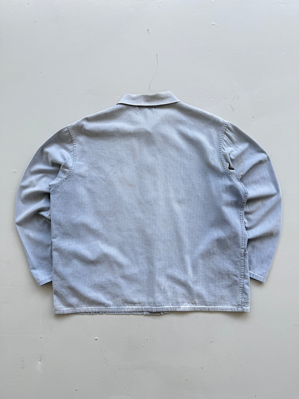 Faded Blue French Herringbone Vintage Workwear Chore Jacket CH367 - Medium