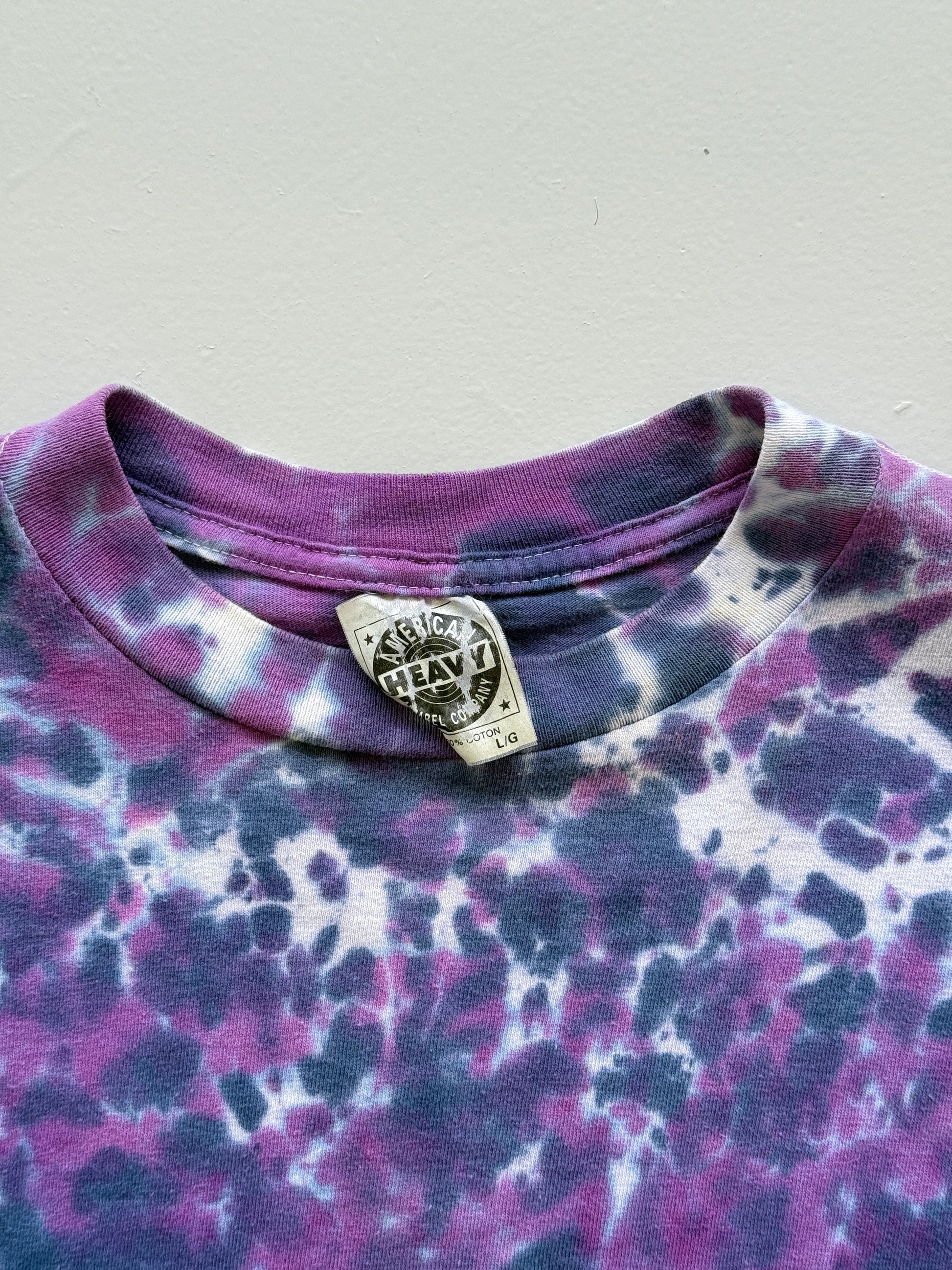 Purple Tie-Dye 90's Vintage Single Stitch Blank T-Shirt - Medium