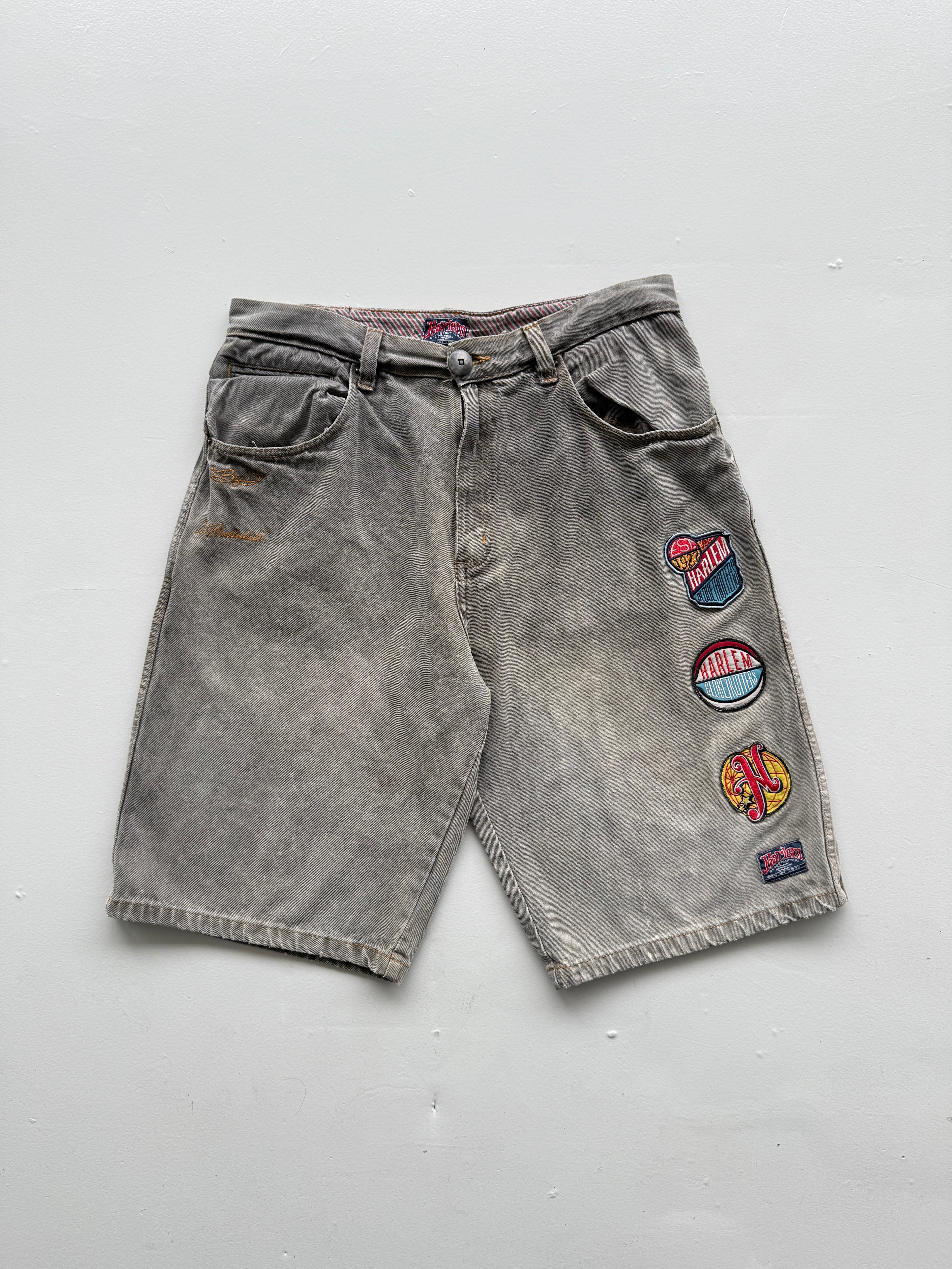 Faded Grey Fubu Platinum 00's Vintage Y2K Denim Shorts - W36 x L12