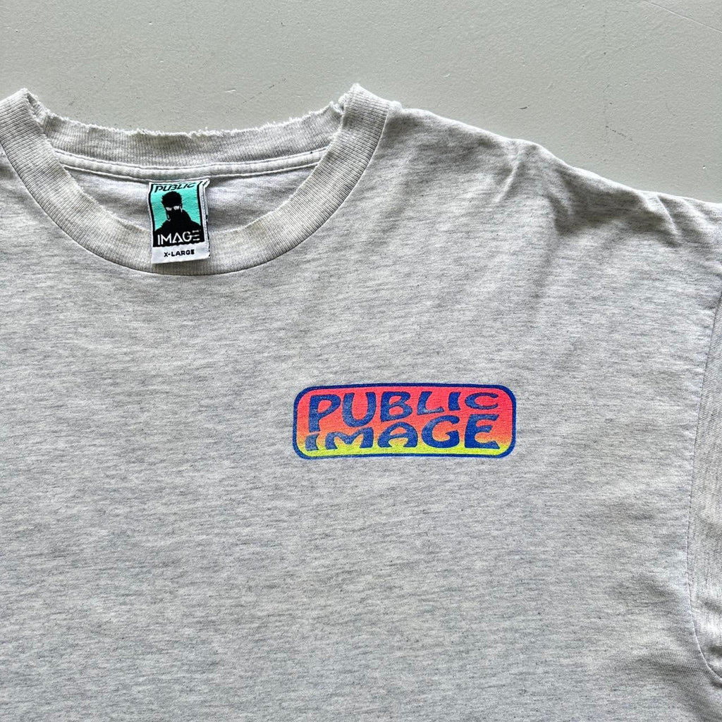 Grey Thrashed Public Image RAVE Vintage 90's T-shirt - XL