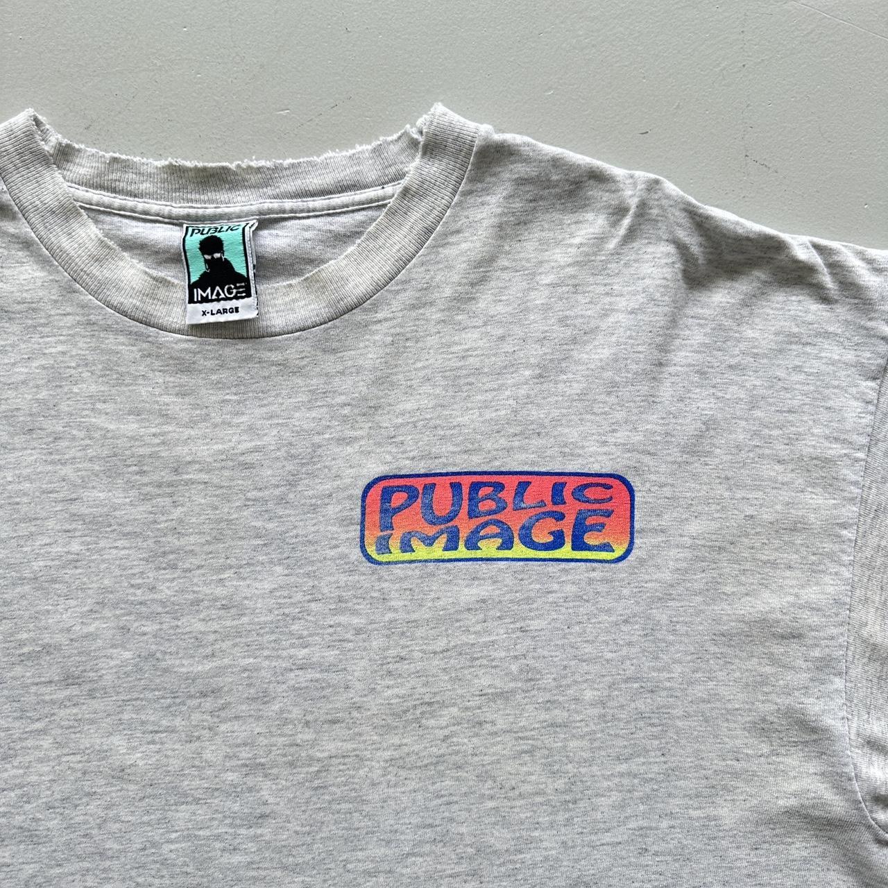 Grey Thrashed Public Image RAVE Vintage 90's T-shirt - XL